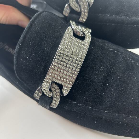 Donald Pliner Halen Loafer Women’s 6.5 M Black Suede Rhinestone Buckle Slip On - Picture 8 of 8